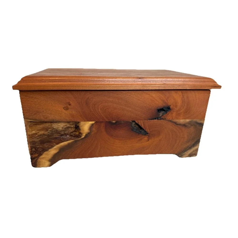 Handcrafted Natural Live-Edge Cedar Chest & Jewelry Box Organizer Keepsake Hold